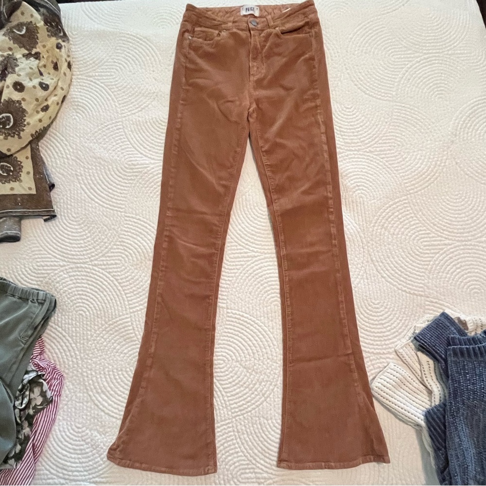 PAIGE High Rise Lou Lou Flare Pants- Tan Corduroy